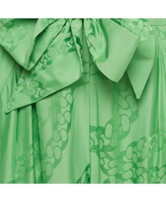 Women's Green Jacquard Tie Detail Jumpsuit