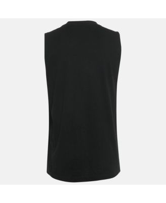 Men's Black Logo Print Jersey Sleeveless T-Shirt
