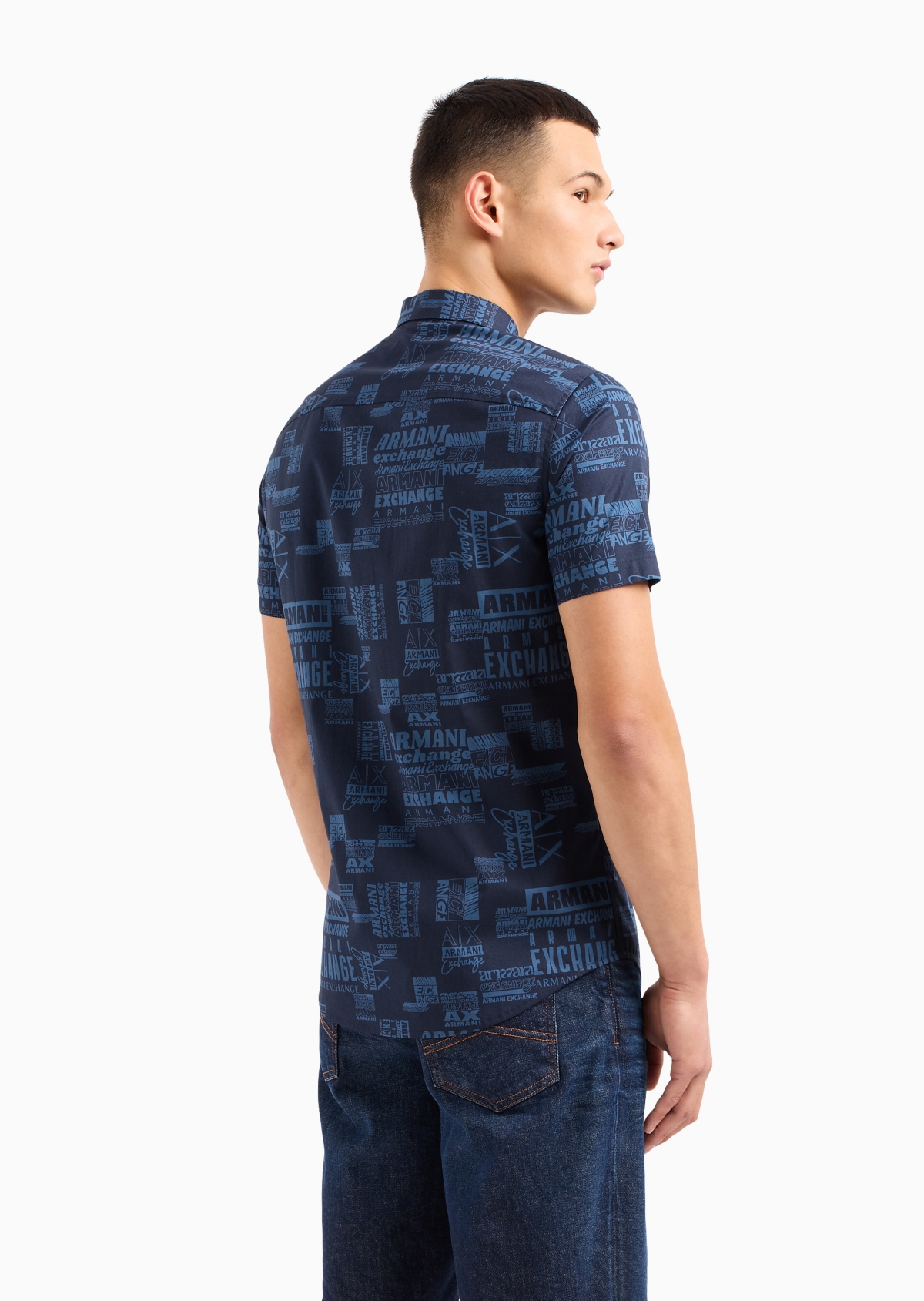 A|X Armani Exchange Men's Slim-Fit All-Over Logo Print Shirt