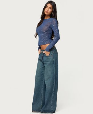 Women's Anari Rhinestone Mesh Top