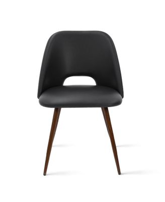 5-Piece Walnut MDF and Metal Dining Table Set with Faux Leather Upholstered Chairs Dining Table Set