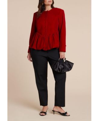 Women's Velvet Peplum Bubble Hem Jacket