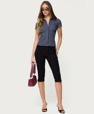 Women's Oriya Gingham Tailored Button Up Shirt