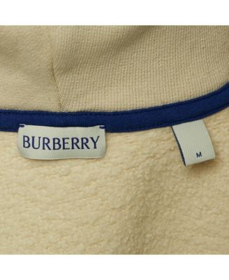 Women's Beige Logo Applique Cotton Knit Zip-Up Hoodie