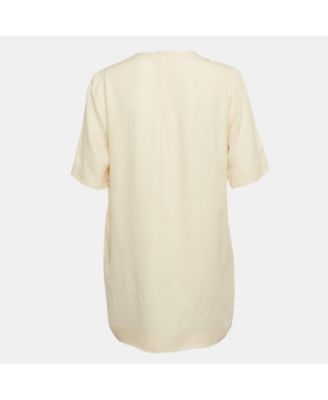 Women's Cream Embroidered Crepe Mini Dress