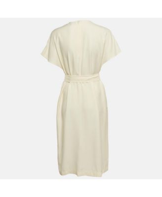 Women's Off-White Crepe Belted Midi Dress