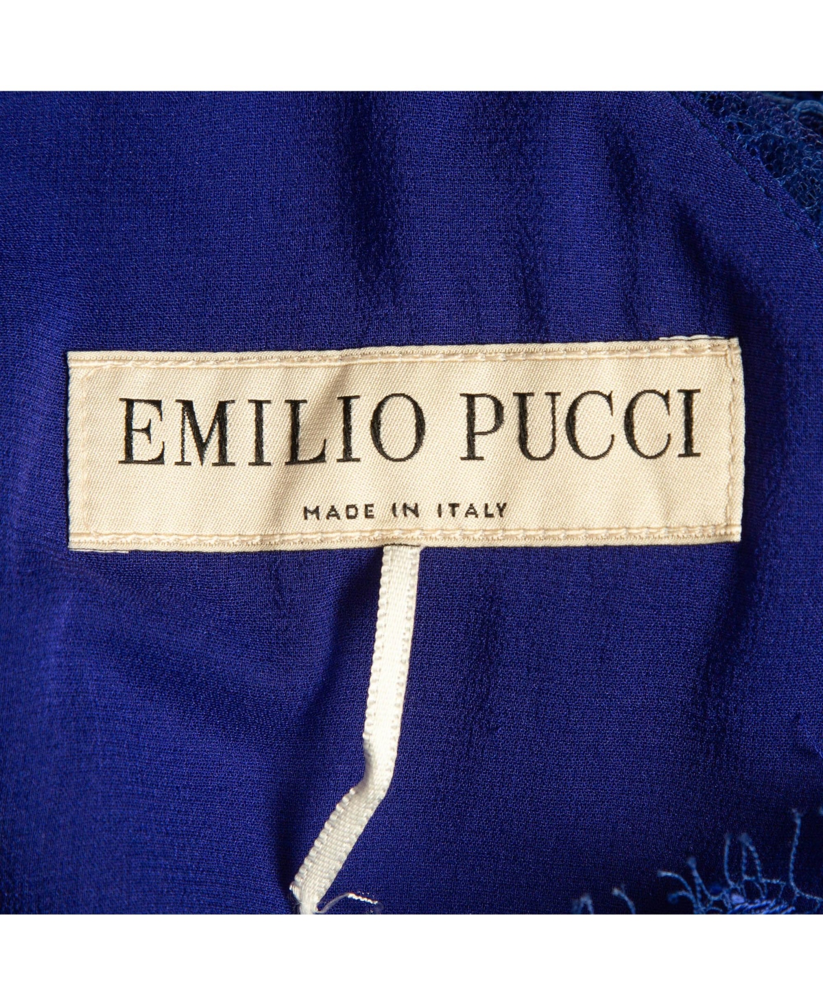 Pre-Owned Emilio Pucci Women's Blue Lace-Trim Stretch Crepe Peplum Pencil Dress