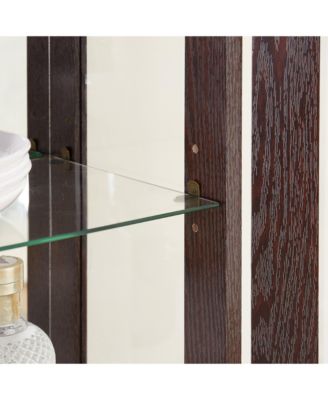 Glass Cabinet with Adjustable Glass Shelves 2 Doors and 1 drawer Cabinet Bulb Included