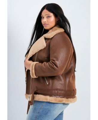 Women's Plus Size Belted Biker Jacket