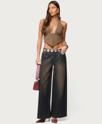 Women's Open Back Triangle Halter Top