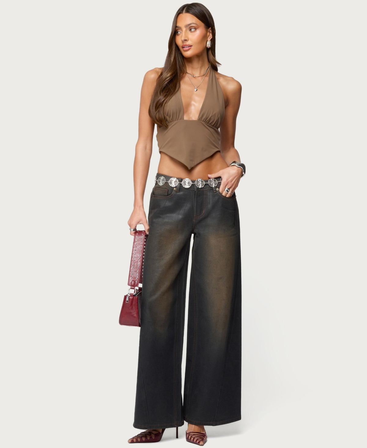 Women's Open Back Triangle Halter Top