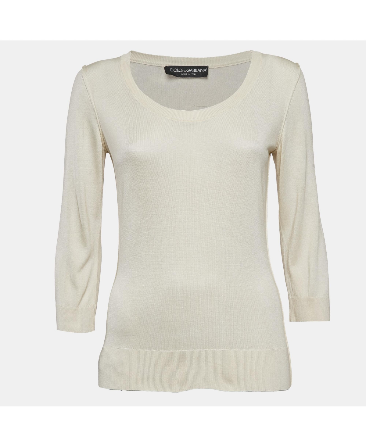 Pre-Owned Dolce & Gabbana Women's Light Beige Jersey Full Sleeve Round Neck Jumper