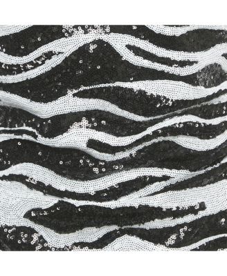 Women's Monochrome Zebra Pattern Sequinned Mini Dress