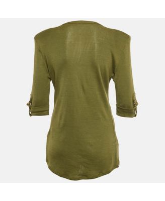 Women's Olive Green Cotton Knit Top