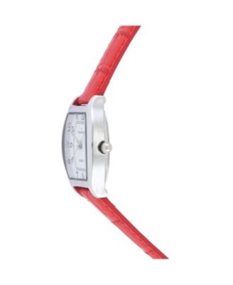 Women's 26 x 32mm Cushion Shape Watch with Red Leather Band