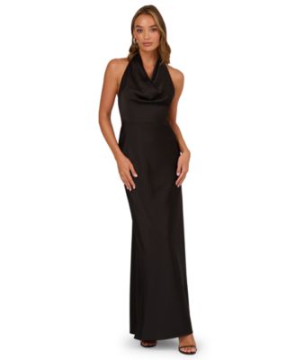 Women's Satin Cowl Neck Long Dress