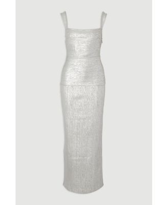 Women's Metallic Strappy Knit Maxi Dress