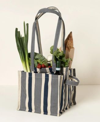 Farmers Market & Grocery Striped Cotton Canvas Tote
