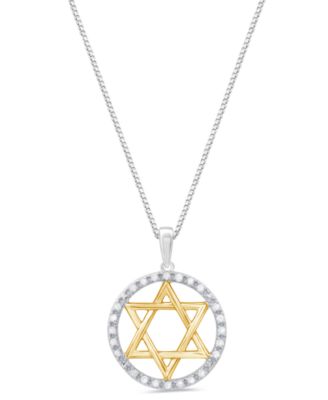 Marsala - Diamond Star of David Pendant Necklace (1/4 ct. t.w.) in Sterling Silver & 14K Gold Sterling Silver
