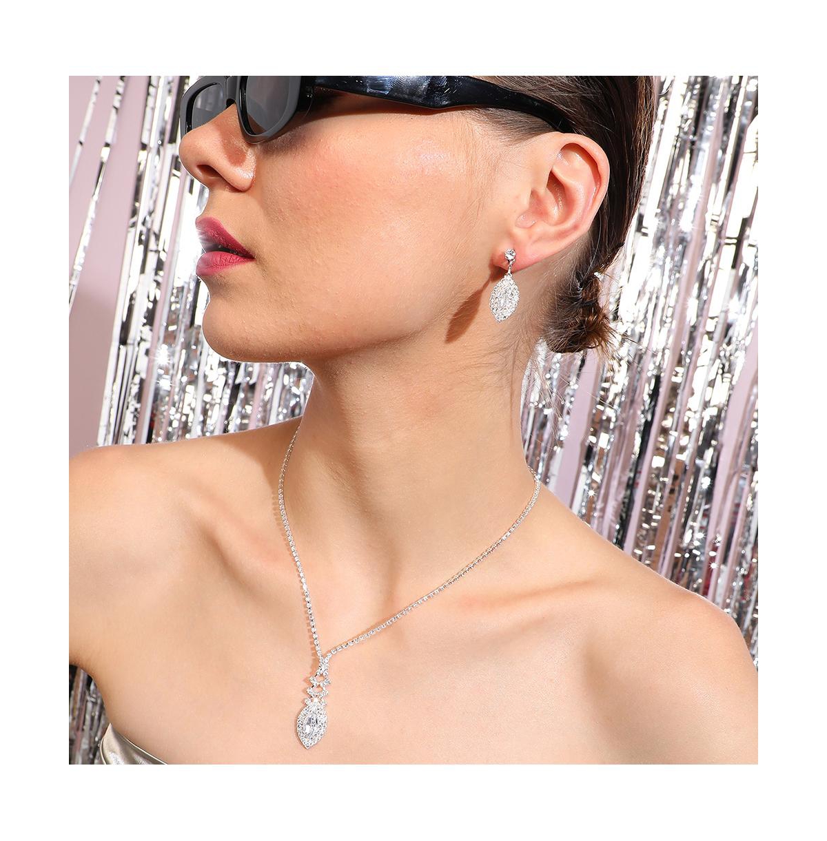 Sohi Women's Crystal Bling Necklace And Earrings ()