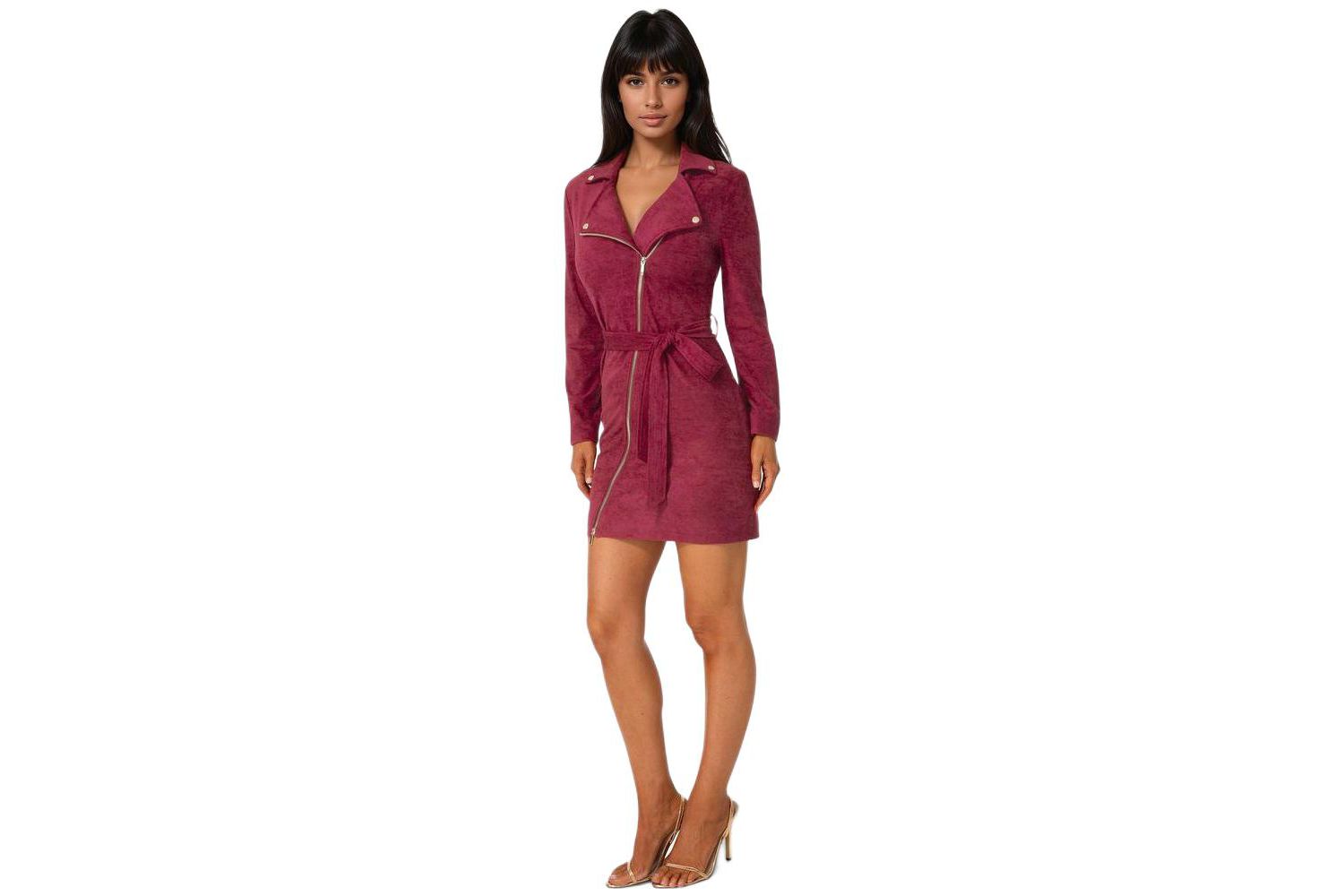 Women's Faux Suede Moto Dress