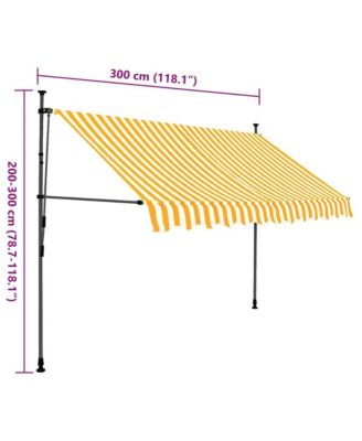 Retractable Awning White and Orange Polyester with PU coating, Steel