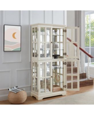 CASAINC Glass with Adjustable Shelves and E26 Bulb Included Curio Display Cabinet