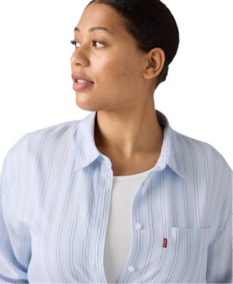 Plus Darlene Chikee Stripe Chambray Shirt
