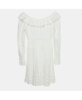 Women's White Embroidered Cotton Melody Ladder Mini Dress