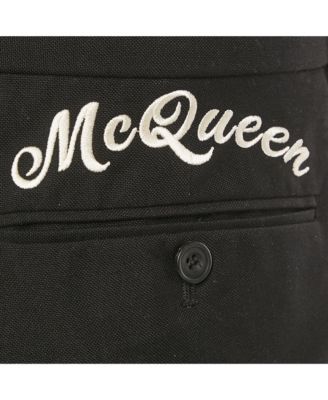 Men's Black Logo Embroidered Cotton Trousers