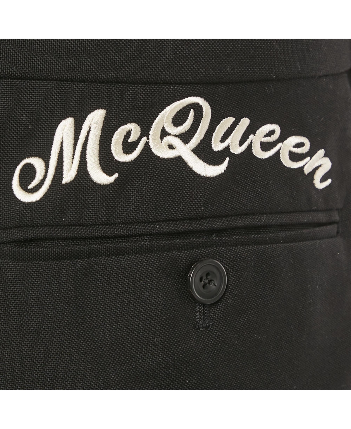 Pre-Owned Alexander Mcqueen Men's Black Logo Embroidered Cotton Trousers