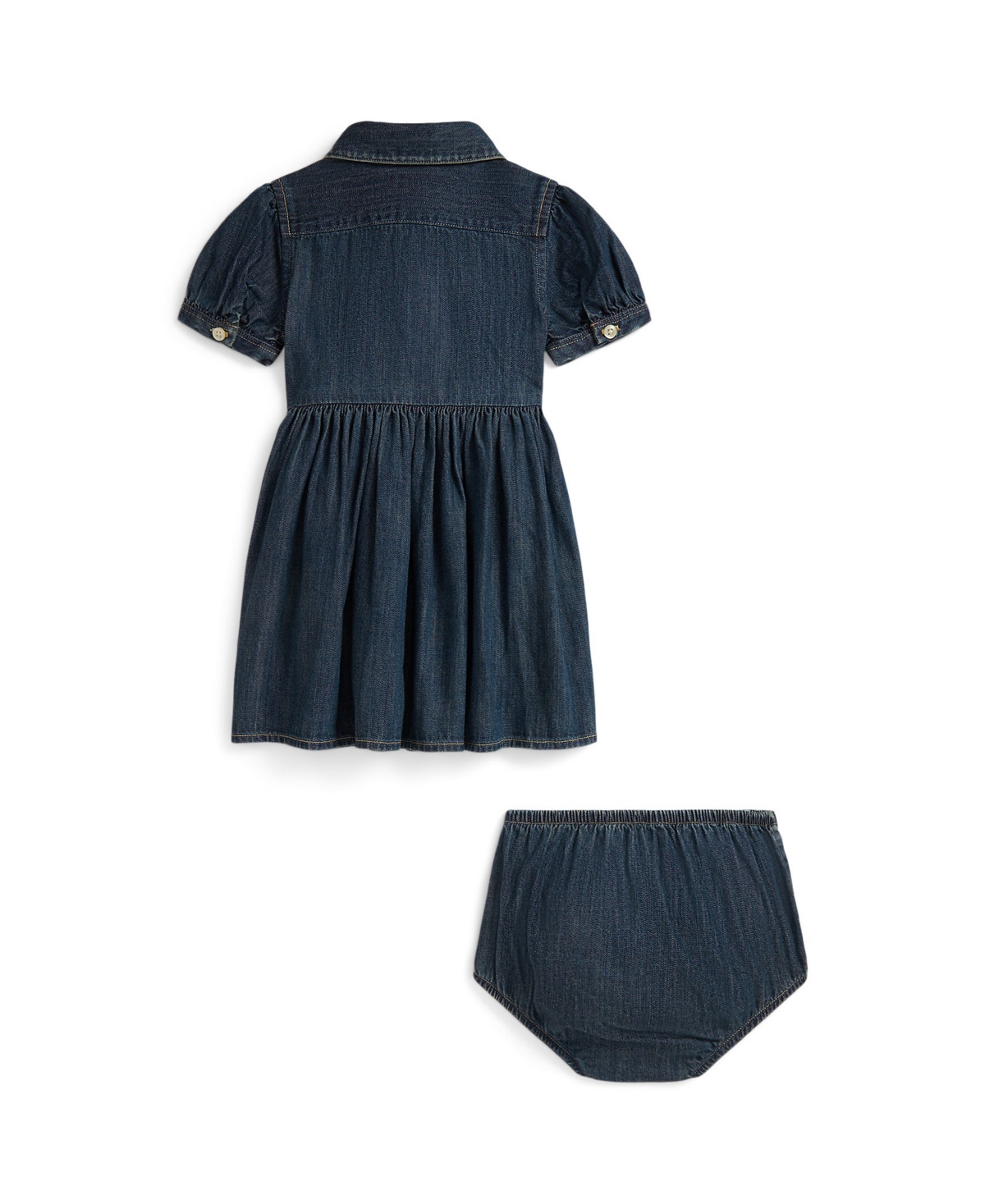 Polo Ralph Lauren Baby Girls' Embroidered Fit and Flare Shirtdress Bloomer, 2-Piece Set