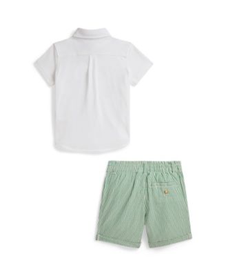 Baby Boys' Knit Oxford Shirt and Seersucker Shorts, 2-Piece Set