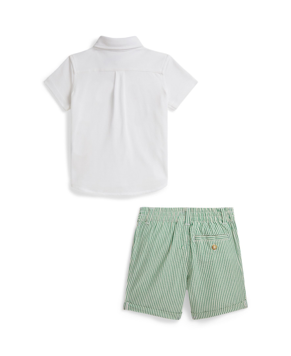 Polo Ralph Lauren Baby Boys' Knit Oxford Shirt and Seersucker Shorts, 2-Piece Set