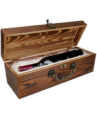 Wooden Storage Box, Walnut Stained Burnt Wood Finish