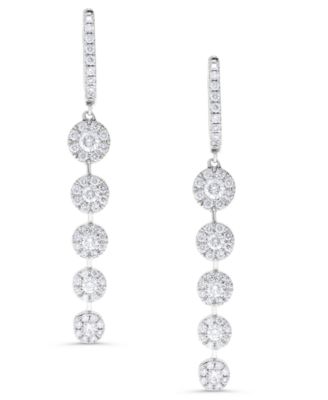 Diamond Dangling Cluster Earrings (1 ct. t.w.) in 14k White Gold