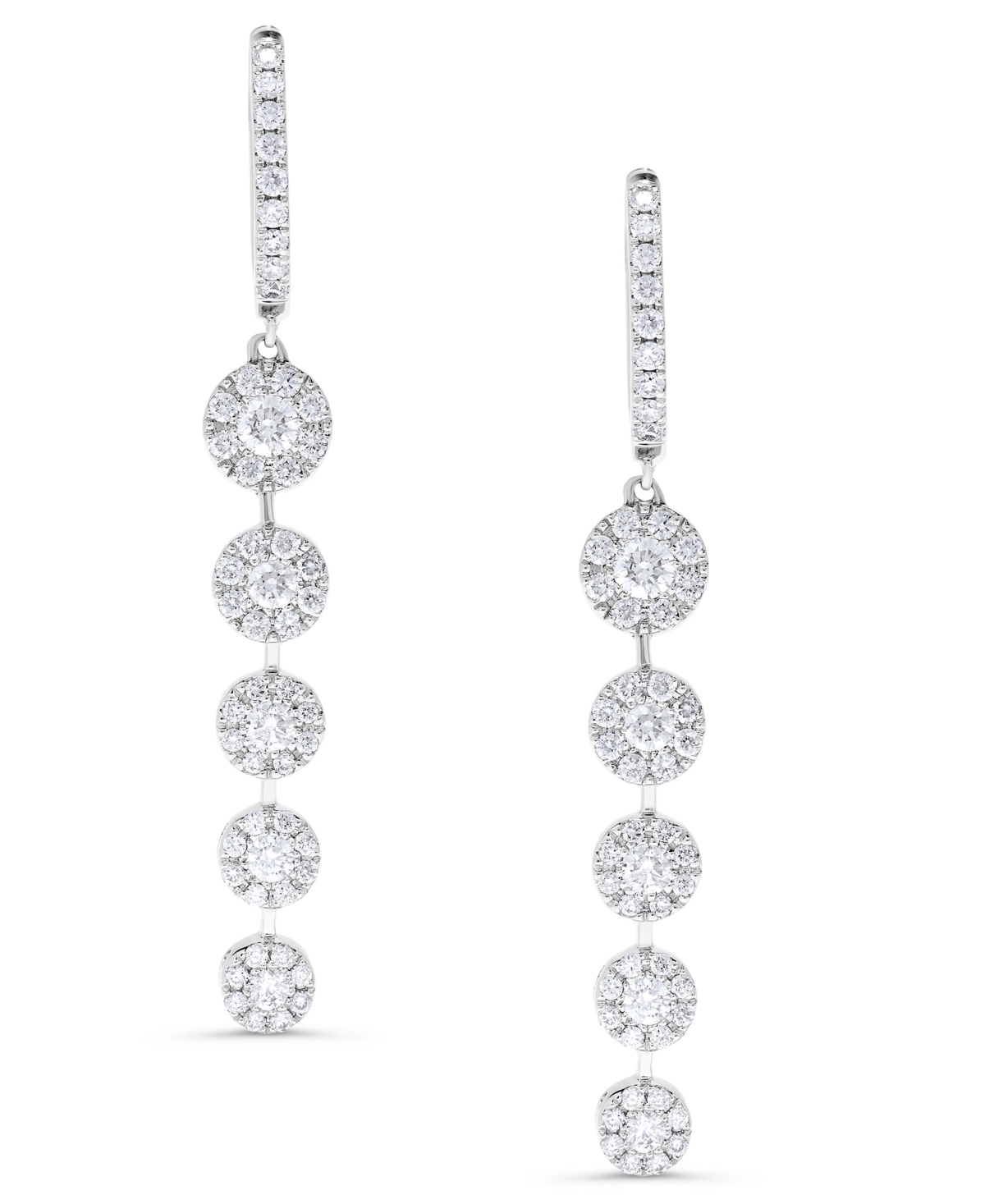 Macy's Diamond Dangling Cluster Earrings (1 ct. t.w.) in 14k White Gold