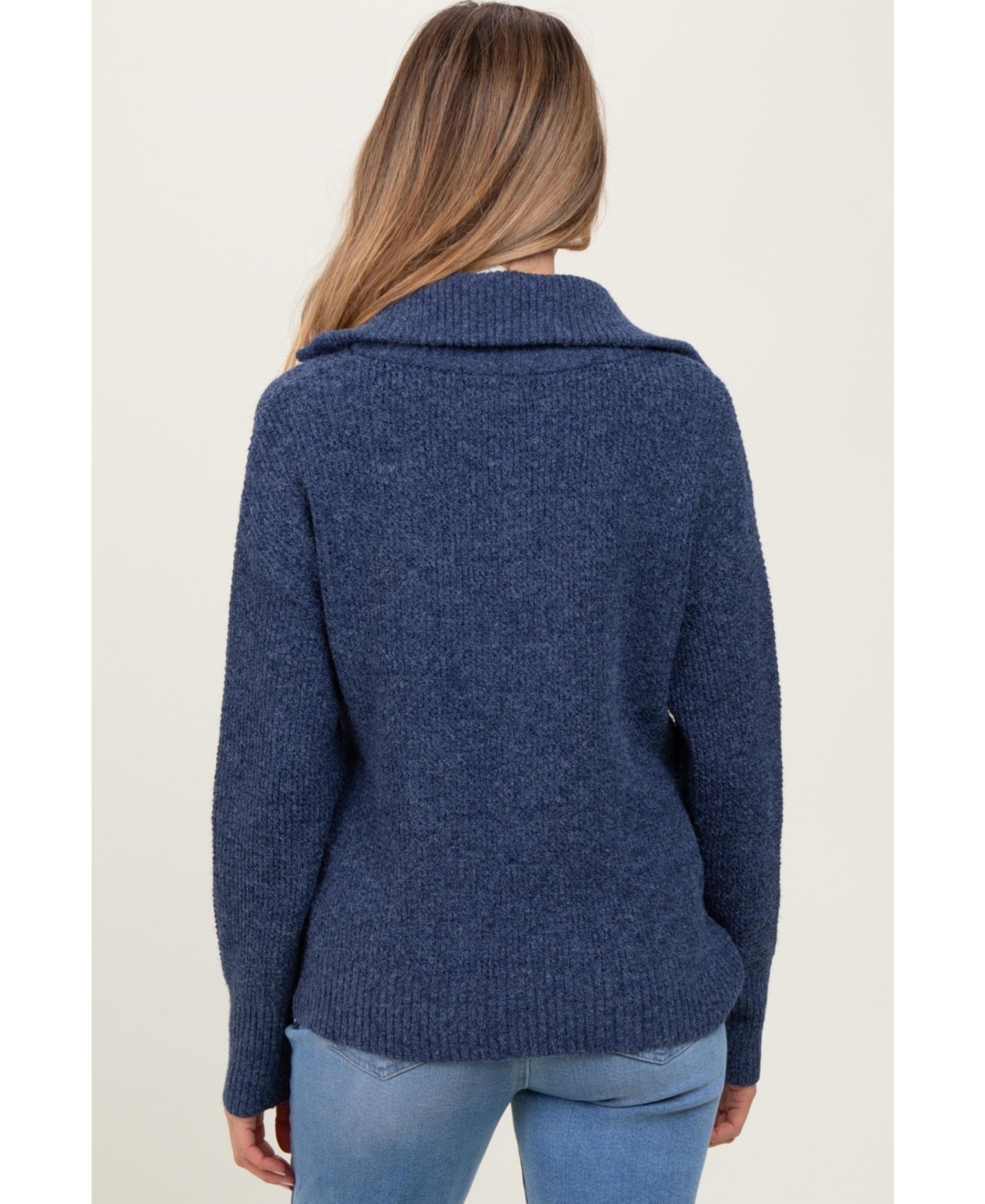Pinkblush Maternity Navy Half Zip Pullover Sweater