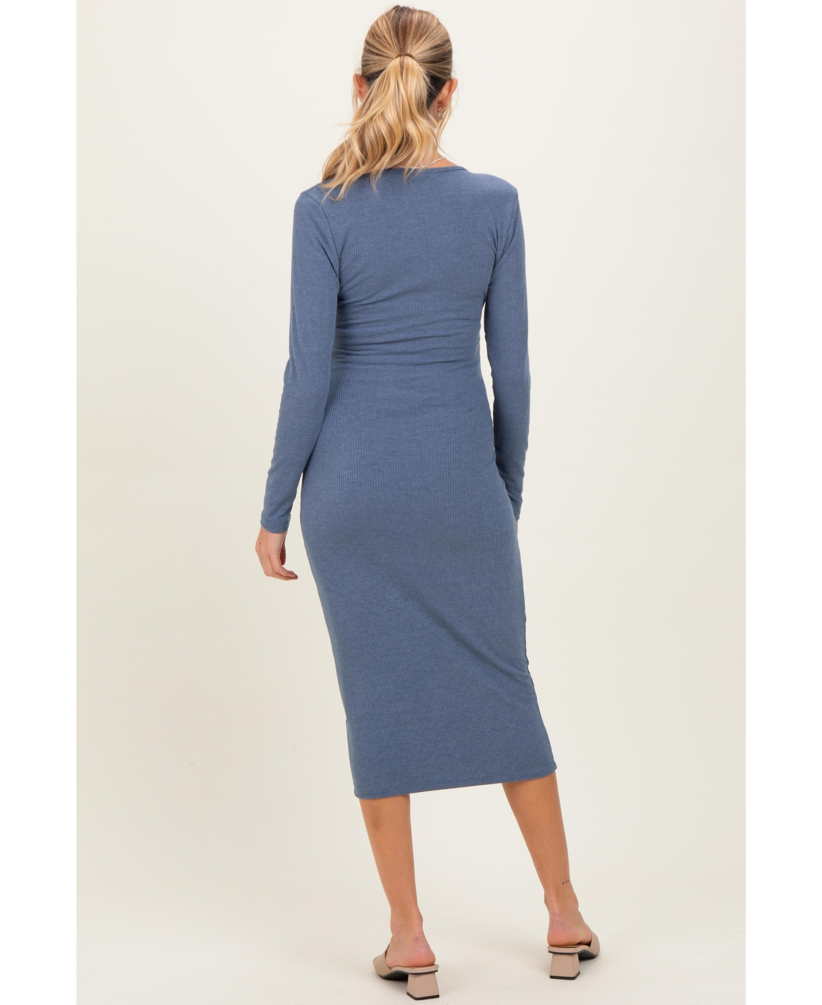 Pinkblush Forest Green Ribbed Long Sleeve Maternity Wrap Dress