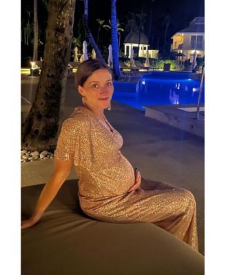 Maternity Sequin Short Sleeve Maxi Dress