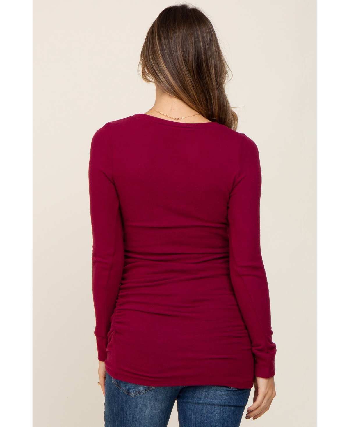 Pinkblush Maternity Heather Grey Soft Knit Ruched Top