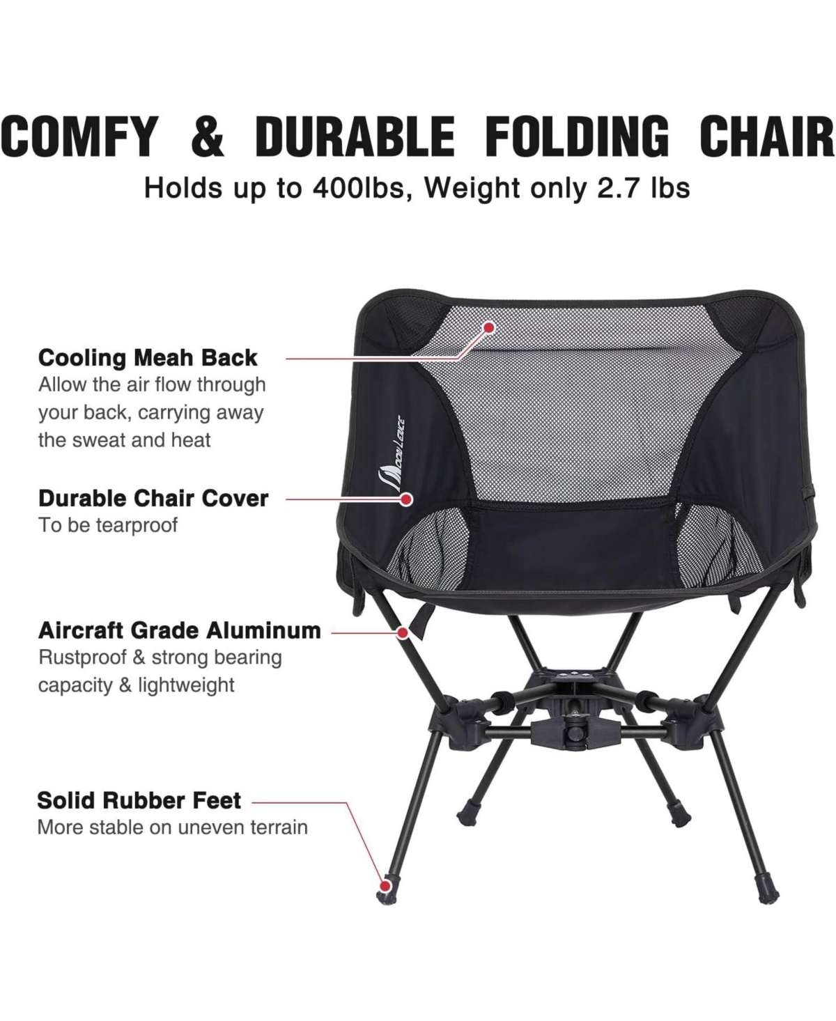 Piscifun Portable Camping Chair Backpacking - The 4th Generation Ultralight Folding -Lightweight Foldable Chairs for Hiking Beach