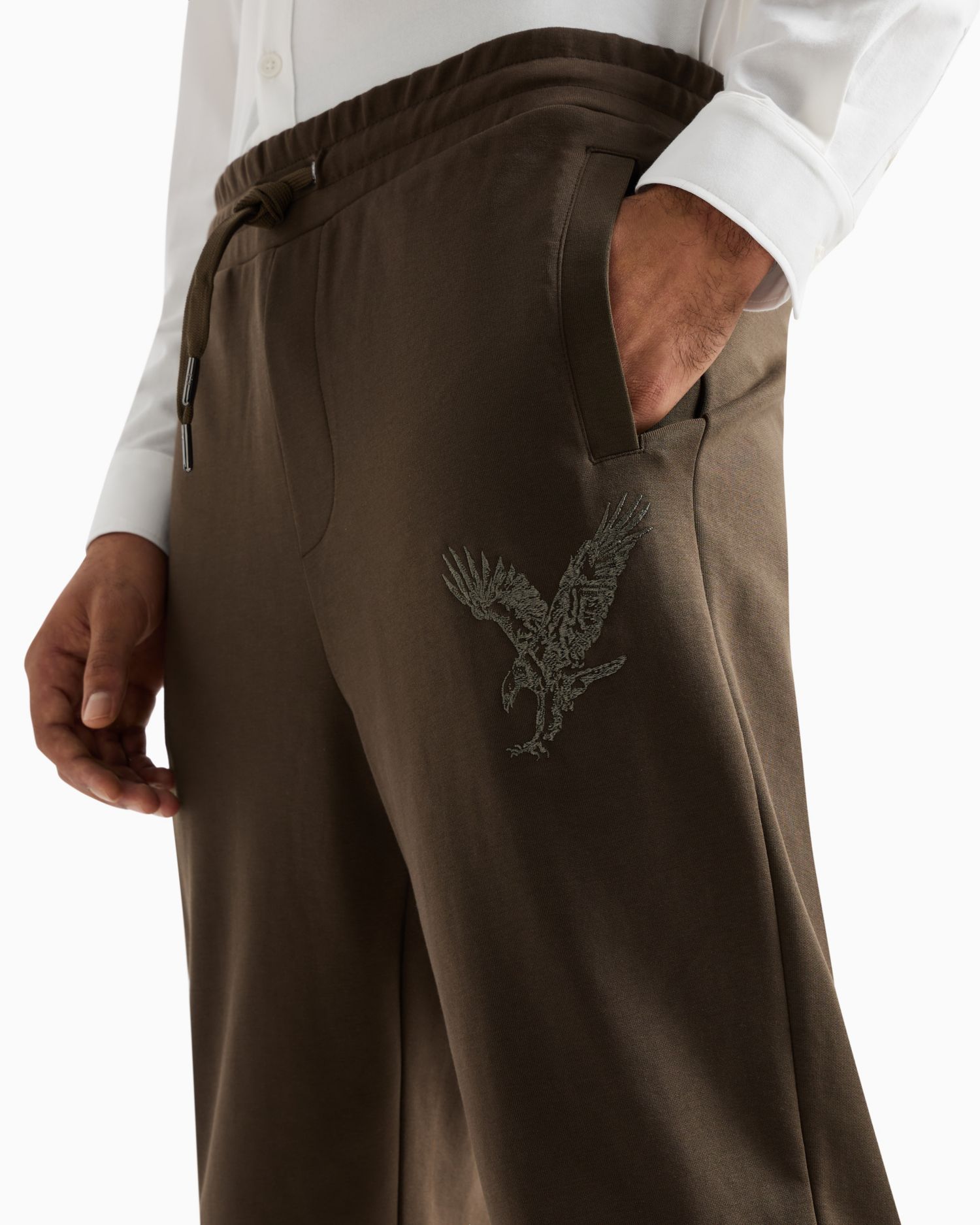 Men's Regular-Fit Eagle Logo Embroidered Joggers
