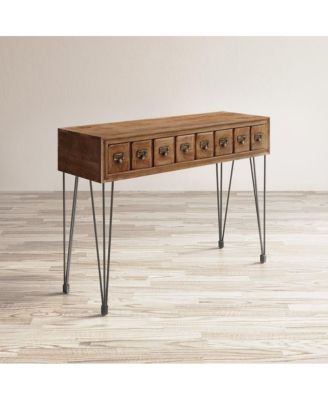 American Vintage Solid Wood Sofa Table with Apothecary Drawers