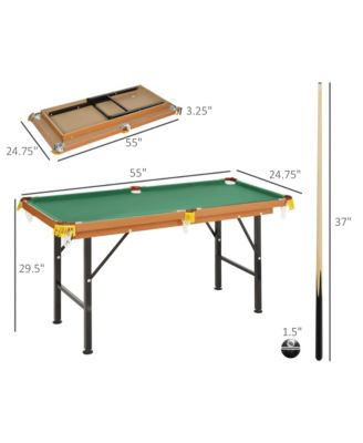 55Inch Folding Pool Table with Professional Green Felt and Complete Accessory Set Space Saving Billiards Table