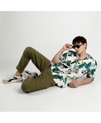 Men's Emerald Green Oversized Swirl Strokes Shirt