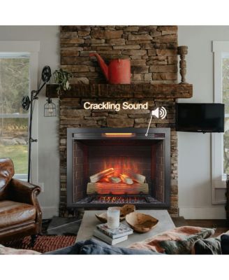 33 inch Infrared Electric Fireplace Insert, Touch Panel Home Decor Heater,Smokeless Firebox .With fixed Trim Kit .With Crackling Sound