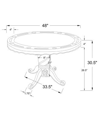 Tobacco Finish Reversible Game Table with cup holders, carved pedestal, velvet surface, converts dining to gaming.