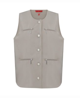 Women's Men's Cotton-Blend Woven Zip-Detail Vest