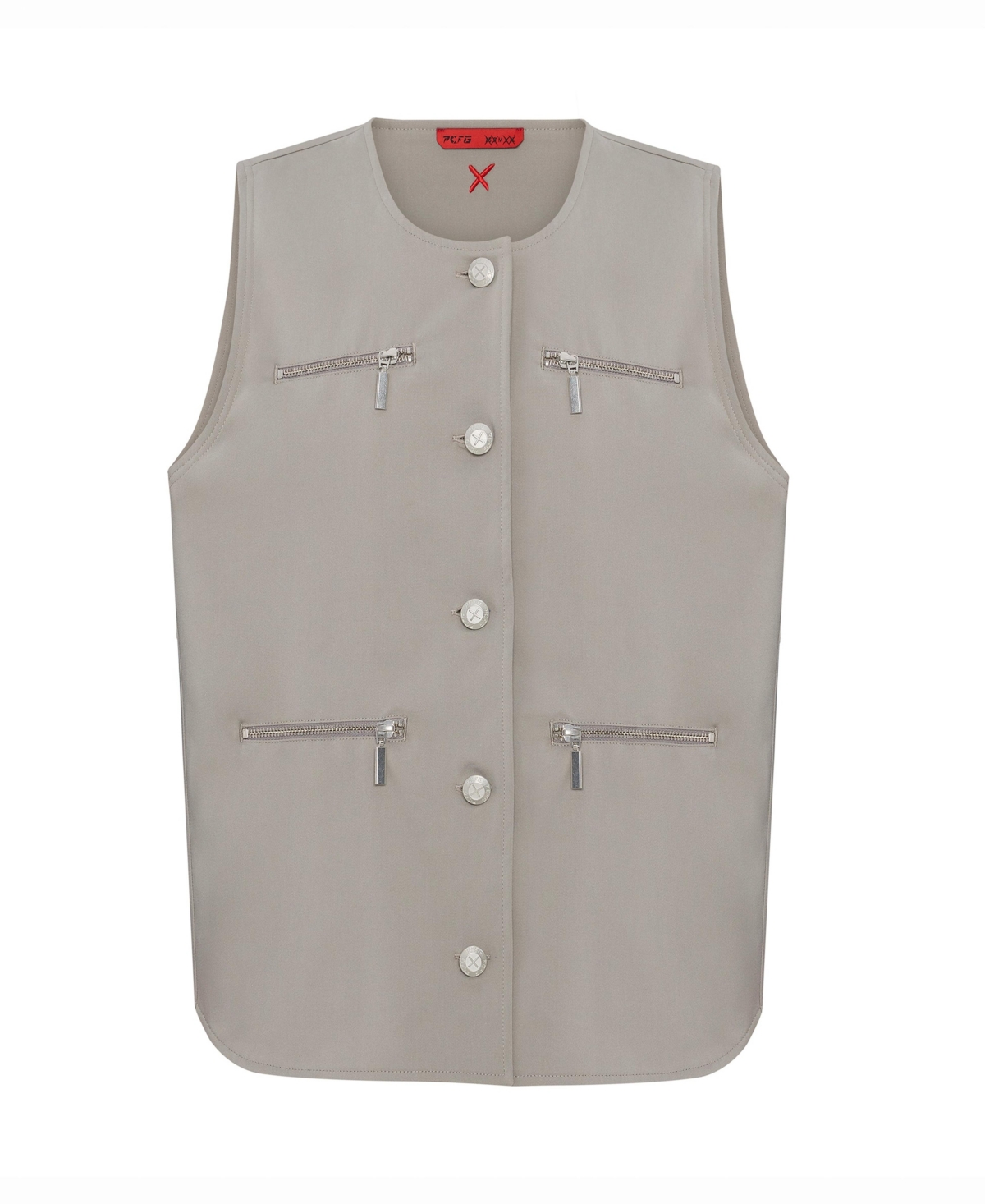 Pcfg Women's Men's Cotton-Blend Woven Zip-Detail Vest